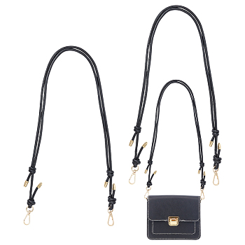 Adjustable PU Leather Bag Straps, with KC Gold Plated Alloy Swivel Clasps, Bag Replacement Accessories, Black, 83.5~152x0.5~2cm