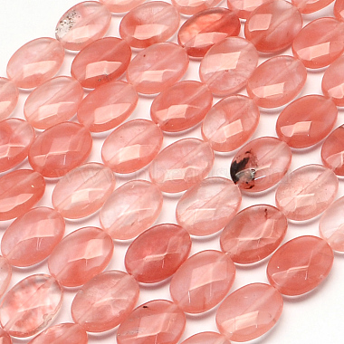 17mm Oval Cherry Quartz Glass Beads