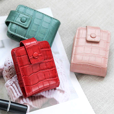Crocodile Pattern PU Leather Mini Lipstick Makeup Pouch with Mirror(AJEW-WH0314-228A)-7