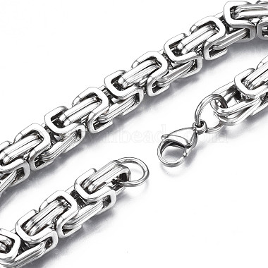201 pulsera de cadena bizantina de acero inoxidable para hombres y mujeres.(BJEW-S057-71)-3