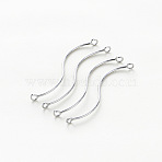 Brass Connector Charms, for DIY Earring Accessories, Curved Line Shape, Platinum, 41x3x1mm, Hole: 1.8mm(KK-WH0066-15A-02)