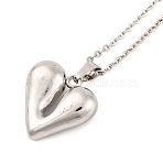 201 Stainless Steel Necklaces, with 304 Stainless Steel Heart Pendant for Women, Stainless Steel Color, 18.11 inch(46cm)(EJEW-Z044-01P-1)