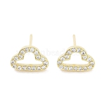 Brass Micro Pave Clear Cubic Zirconia Studs Earring, Cloud, Real 18K Gold Plated, 6.5x9.5mm(EJEW-S217-G11)