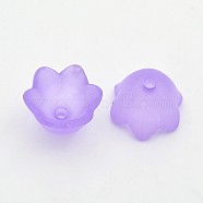 Transparent Acrylic Beads, Frosted Style, Tulip Flower Bead Caps, Lily of the Valley Medium Purple, 10x9x6.5mm, Hole: 1.5mm, about 184pcs/42g(X-FACR-R017-01)