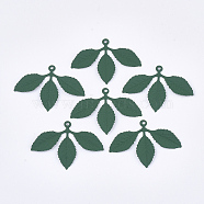 Spray Painted Eco-Friendly Iron Pendants, Leaf, Green, 23x32x1mm, Hole: 1mm(IFIN-T009-21B)