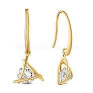 SHEGRACE 925 Sterling Silver Dangle Earrings, with Grade AAA Cubic Zirconia, Triangle, Clear, Golden, 31.5mm(JE722C)