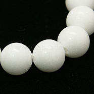 Natural Mashan Jade Round Beads Strands, Dyed & Heated, White, 14mm, Hole: 1mm, about 30pcs/strand, 16 inch(G-D263-14mm-XS01)