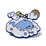 Blue Whale Enamel Pins, Alloy Brooch for Backpack Clothes, Cloud, 27.5x34x1.8mm(JEWB-D021-01E)
