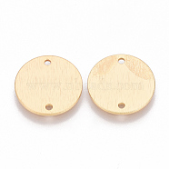 Brass Links connectors, Flat Round, Nickel Free, Real 18K Gold Plated, 15x1mm, Hole: 1mm(X-KK-T025-18G)