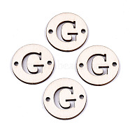 Unfinished Natural Poplar Wood Links Connectors, Laser Cut, Flat Round with Word, Letter.G, 29.5x2.5mm, Hole: 2.5mm(WOOD-S045-140B-01G)