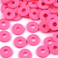 Handmade Polymer Clay Beads, for DIY Jewelry Crafts Supplies, Disc/Flat Round, Heishi Beads, Fuchsia, 6x1mm, Hole: 2mm, about 1034pcs/44g(X-CLAY-Q251-6.0mm-31)