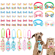 Olycraft 18 Style Easter Theme Adjustable Cat Dog Bowknot Collars, Pet's Bow Tie, Pet Bowknot Necktie, with Elastic Hair Ties, Mixed Color, 48pcs/box(AJEW-OC0003-81)