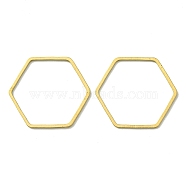 Brass Linking Rings, Hexagon, Raw(Unplated), 22x24.5x0.7mm, Inner Diameter: 20x22.5mm(KK-B085-01C)