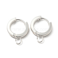 201 Stainless Steel Huggie Hoop Earrings Findings, with Vertical Loop, with 316 Surgical Stainless Steel Earring Pins, Ring, Silver, 13x2.5mm, Hole: 2.7mm, Pin: 1mm(STAS-A167-01J-S)