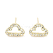 Brass Micro Pave Clear Cubic Zirconia Studs Earring, Cloud, Real 18K Gold Plated, 6.5x9.5mm(EJEW-S217-G11)