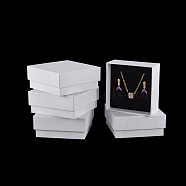 Cardboard Jewelry Set Box, for Ring, Earring, Necklace, with Sponge Inside, Square, White, 7.6x7.6x3.2cm, Inner Size: 6.9x6.9cm, 
Without Lid Box: 7.2x7.2x3.1cm(CBOX-S018-10C)