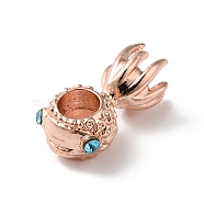 Alloy Rhinestone European Beads, Large Hole Beads, Goldfish, Rose Gold, 18x9x7.5mm, Hole: 4.5mm(MPDL-R050-06RG)