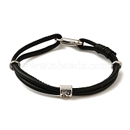 PU Leather Round Cord Multi-strand Bracelets, Constellation Alloy Bracelets for Women Men, Cancer, 8-1/4 inch(20.9cm)(SJEW-K002-07C)