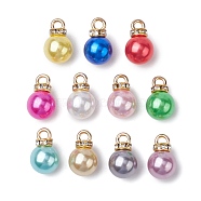 Alloy Pendants, with ABS Imitation Pearl and Rhinestone Charms, Mixed Color, 15.5x10mm, Hole: 2.5mm(FIND-M021-01)