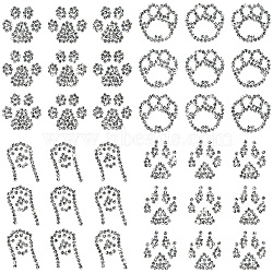 Glass Hotfix Rhinestone, Iron on Appliques, Costume Accessories, for Clothes, Bags, Pants, Paw Print, 100x100mm, 4 sheets/set(DIY-WH0507-002)