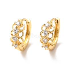 Clear Cubic Zirconia Ring Hoop Earrings, Brass Hinged Earrings for Women, Cadmium Free & Nickel Free & Lead Free, Real 18K Gold Plated, 12.5x15x5.5mm, Pin: 0.8mm(EJEW-P199-05G)