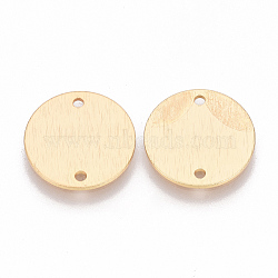 Brass Links connectors, Flat Round, Nickel Free, Real 18K Gold Plated, 15x1mm, Hole: 1mm(X-KK-T025-18G)