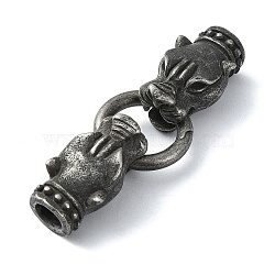 Tibetan Style 304 Stainless Steel Spring Gate Rings, Antique Silver, 52mm(FIND-Z046-02AS-05)