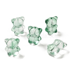 Transparent Glass Beads, Bear, Green, 14x12x9mm, Hole: 1.2mm(LAMP-C005-01H)