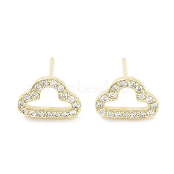 Brass Micro Pave Clear Cubic Zirconia Studs Earring, Cloud, Real 18K Gold Plated, 6.5x9.5mm(EJEW-S217-G11)