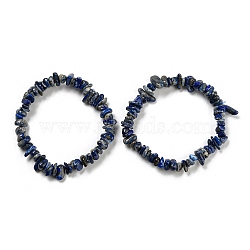 Natural Lapis Lazuli Chip Beaded Stretch Bracelet, Inner Diameter: 2~2-1/8 inch(5~5.5cm)(G-H294-01B-03A)