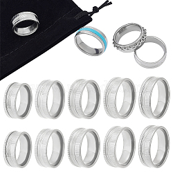Unicraftale 10Pcs 5 Size 304 Stainless Steel Grooved Finger Ring Settings, Ring Core Blank, for Inlay Ring Jewelry Making, Stainless Steel Color, US Size 7 1/4~12 1/4(17.4~21.4mm), 2Pcs/size(STAS-UN0041-21P)