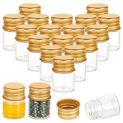 80Pcs Clear Glass Bead Storage Tubes, with Screw Top Aluminum Lips, Column, Golden, 2.2x3.1cm, Inner Diameter: 1.4cm, Capacity: 5ml(0.17fl. oz)(CON-BC0007-38)