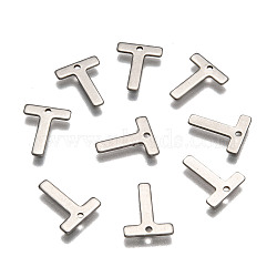 Tarnish Resistant 304 Stainless Steel Letter Charms, Letter.T, 11x9x0.5mm, Hole: 1mm(X-STAS-O072-T)