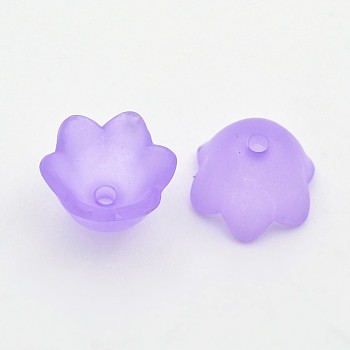 Transparent Acrylic Beads, Frosted Style, Tulip Flower Bead Caps, Lily of the Valley Medium Purple, 10x9x6.5mm, Hole: 1.5mm, about 184pcs/42g