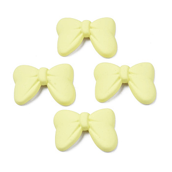 Opaque Spray Painted Acrylic Cabochons, Bowknot, Champagne Yellow, 25x34x7mm