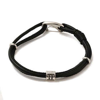 PU Leather Round Cord Multi-strand Bracelets, Constellation Alloy Bracelets for Women Men, Gemini, 8-1/4 inch(20.9cm)