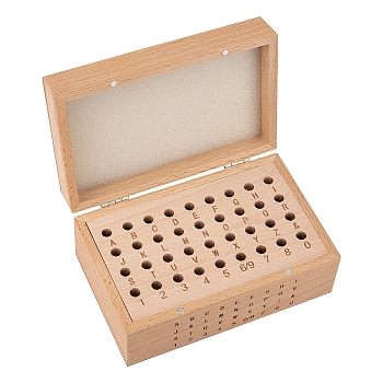 Wooden Leather Stamp Tools, Storage Box Organizer, with Letter, BurlyWood, 17.4x10.9x7.6cm