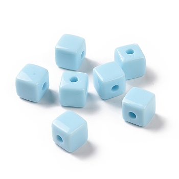 Opaque Acrylic Beads, Cube, Light Blue, 12.2x12.2x12.2mm, Hole: 3.7mm, about 288pcs/500g