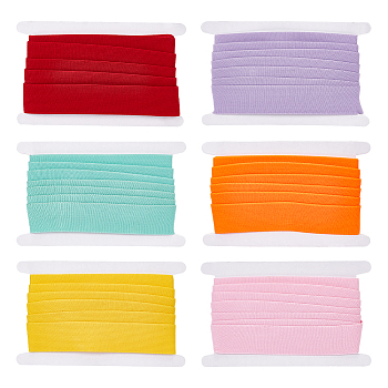 Elite 15M 6 Colors Polyester Thick Elastic Wide Band, for Webbing Garment Sewing Accessories, Flat, Mixed Color, 39mm, about 2.5m/color