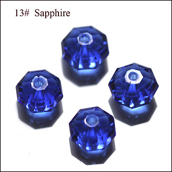 Imitation Austrian Crystal Beads, Grade AAA, Faceted, Octagon, Blue, 6x4mm, Hole: 0.7~0.9mm
