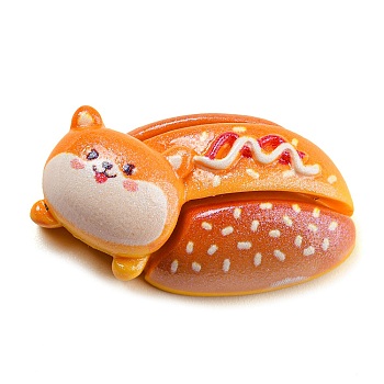 Opaque Resin Imitation Food Decoden Cabochons, Bread with Dog, Chocolate, 32x17.5x11mm
