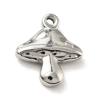 201 Stainless Steel Machine Polishing Charms, Mushroom, Stainless Steel Color, 13x12x3.5mm, Hole: 1.2mm