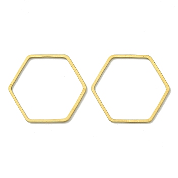 Brass Linking Rings, Hexagon, Raw(Unplated), 22x24.5x0.7mm, Inner Diameter: 20x22.5mm