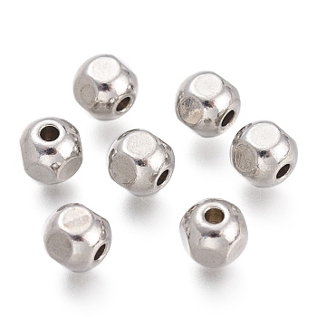 304 Stainless Steel Beads, Faceted, Round, Stainless Steel Color, 5mm, Hole: 1.4mm