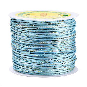 Metallic Stain Beads String Cords, Nylon Mouse Tail Cord, Light Sky Blue, 1.5mm, about 100yards/roll