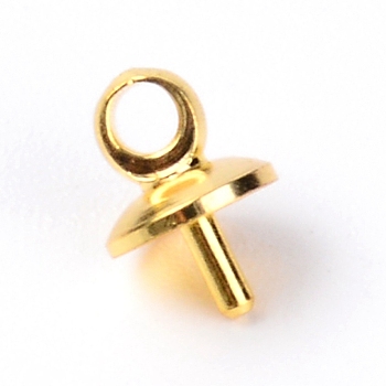 Alloy Peg Bails Pendants, For Half Drilled Beads, Golden, 7x5mm, Hole: 1.6mm, Pin: 1mm