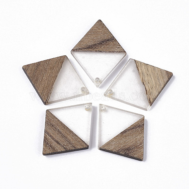 Clear Rhombus Resin+Wood Pendants