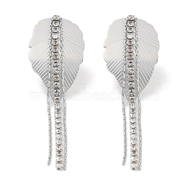 feuille 304 boucles d'oreilles pendantes en acier inoxydable(EJEW-L283-107P)-2