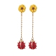 Alloy Enamel Ladybug with Resin Daisy Dangle Stud Earrings(EJEW-JE05229)-1