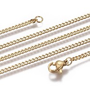 304 Stainless Steel Curb Chain Necklaces, with Lobster Claw Clasp, Golden, 19.68 inch(50cm)(NJEW-L162-01B-G)